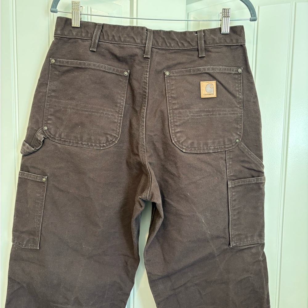 Vintage Carhartt Brown Denim Double Knee jeans 32X30 Work Carpenter pants - Picture 4 of 8